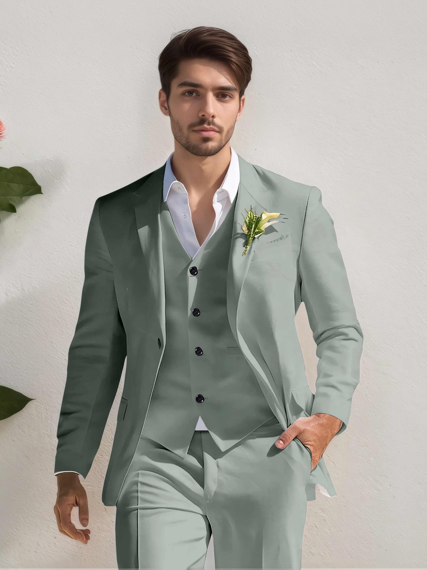 Chic One Button Men's 3 Pieces Suit For Beach Weddings