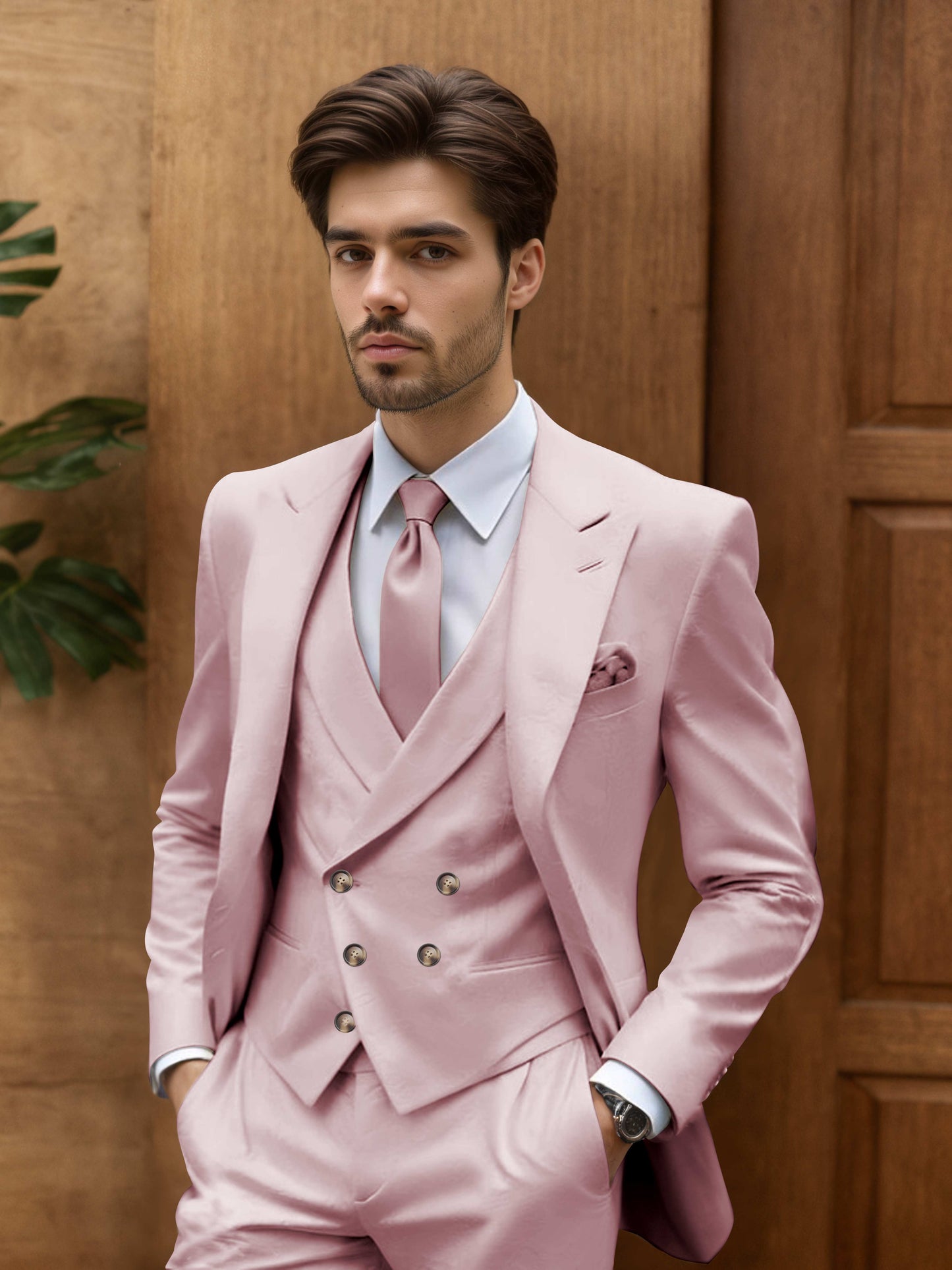 Modern Slim Fit Men's 3 Pieces Suit Outdoor Wedding