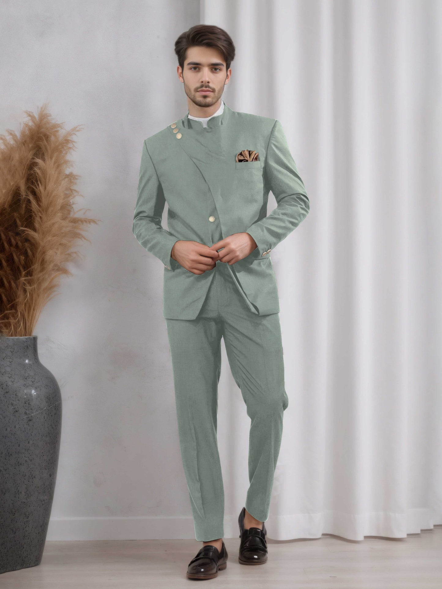 Refined Slim Fit One Button Men's 2 Pieces Suit Formal Wedding