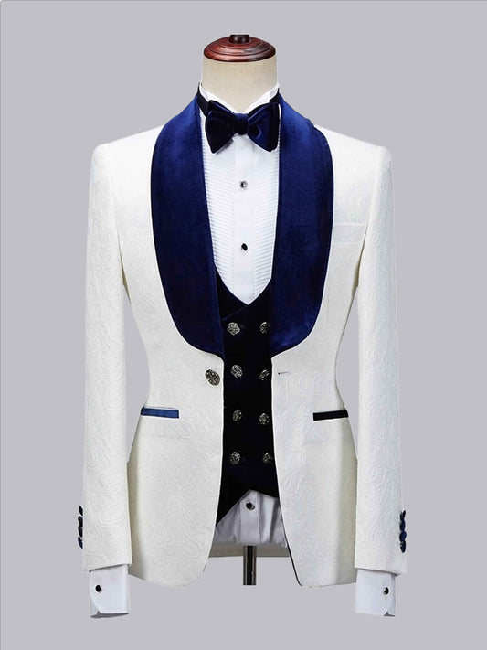 Comfort Stretch Men's 3 Pieces Slim Fit Shawl Lapel Suit For Weddings