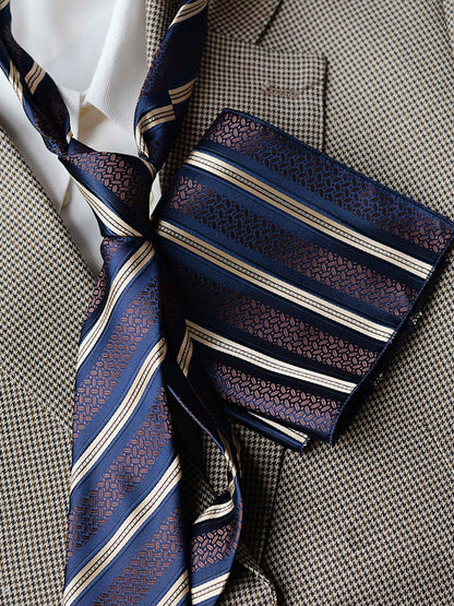 Exquisite Men's Patterned Tie and Pocket Square Set