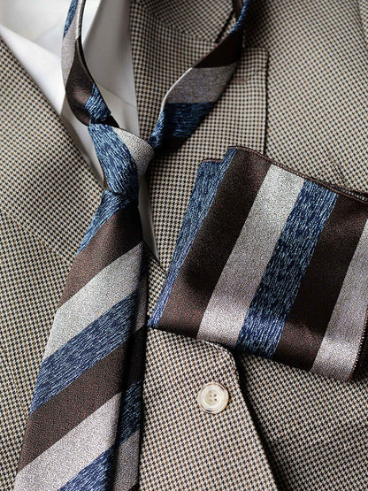 Exquisite Men's Patterned Tie and Pocket Square Set