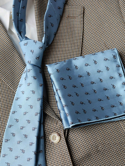Exquisite Men's Patterned Tie and Pocket Square Set