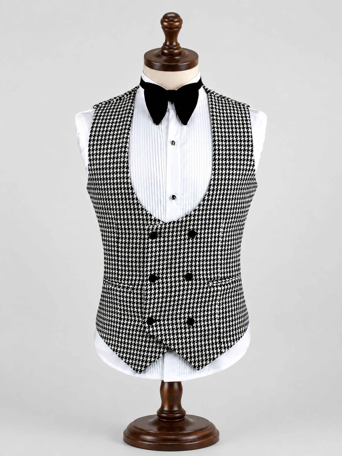 Glamorous Men's Houndstooth Double Breasted Tuxedo Vest