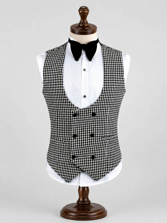 Glamorous Men's Houndstooth Double Breasted Tuxedo Vest