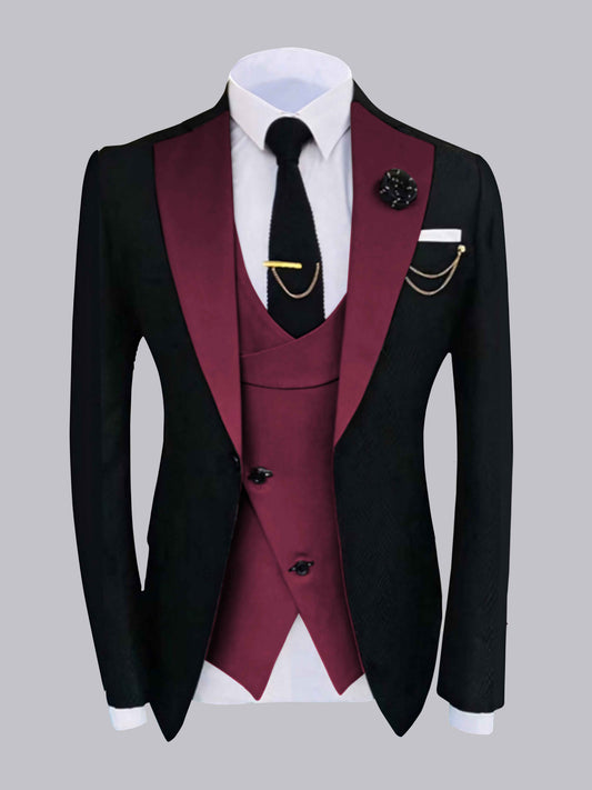 Modern Contrast-Finish Men's 2 Pieces Suit Evening & Formal Events