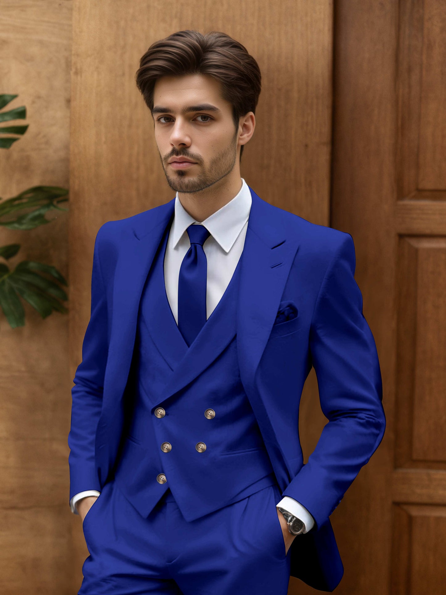 Modern Slim Fit Men's 3 Pieces Suit Outdoor Wedding