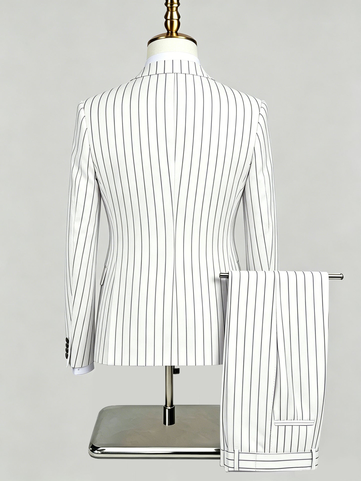 Polished Pinstripe Men's Notch Lapel 3 Pieces Formal Suits For Special Occasions