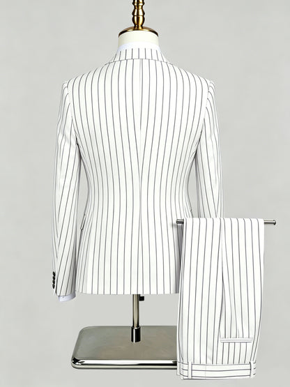 Polished Pinstripe Men's Notch Lapel 3 Pieces Formal Suits For Special Occasions