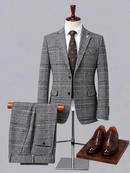 Refined Slim Fit Men's 2 Pieces Notch Lapel Single Breasted Suit For Business