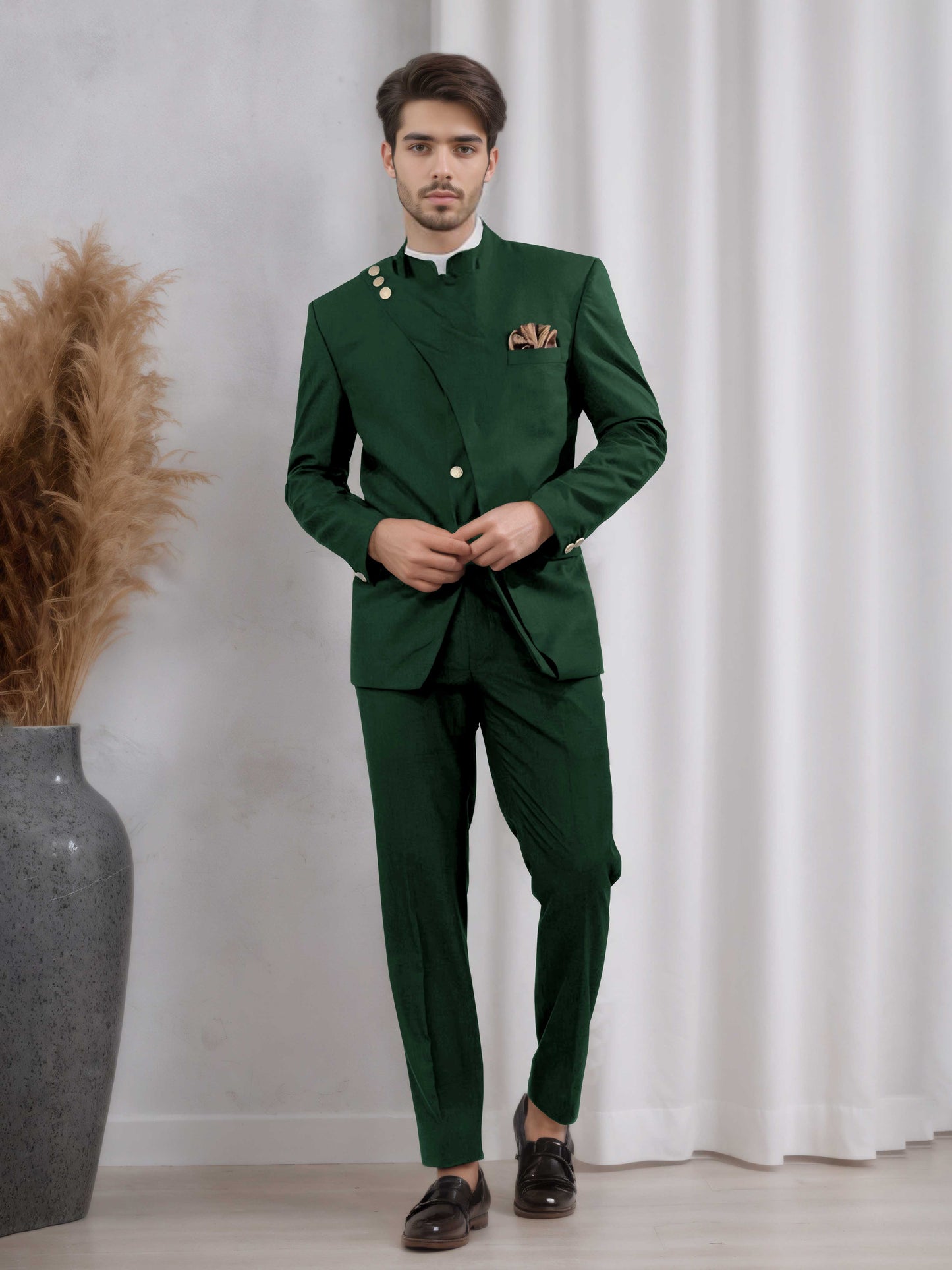 Refined Slim Fit One Button Men's 2 Pieces Suit Formal Wedding