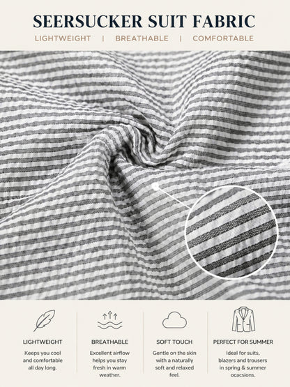Contemporary Summer Men's 2 Pieces Striped Seersucker Casual Suit