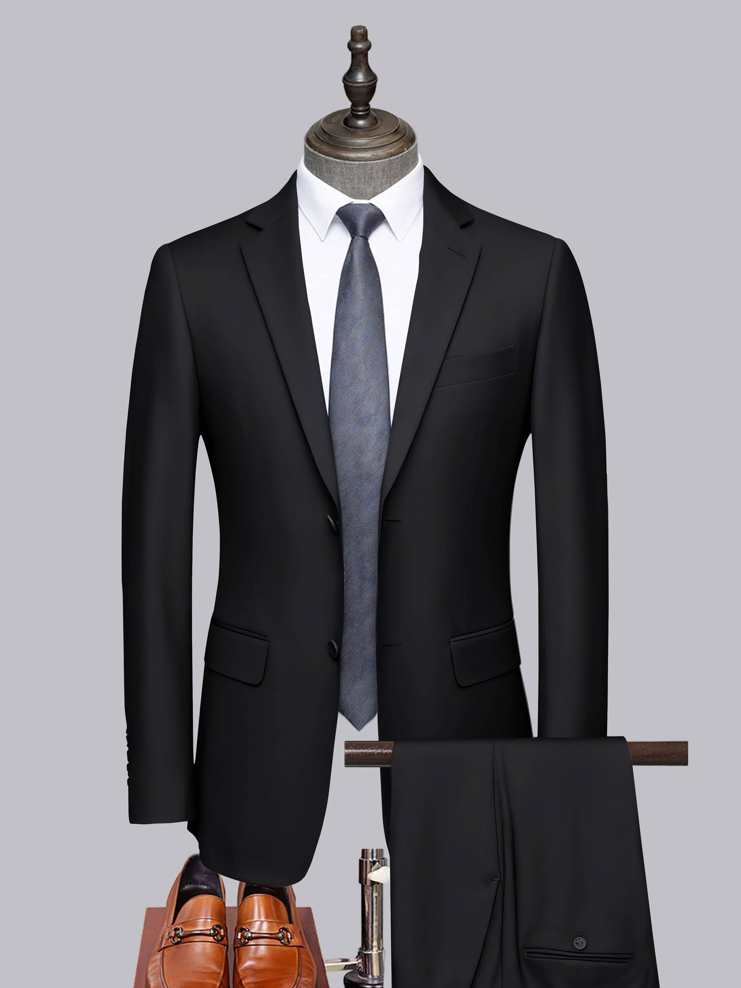 Sleek 2 Pieces Men's Formal Suit Tailored Fit Two Button Cut