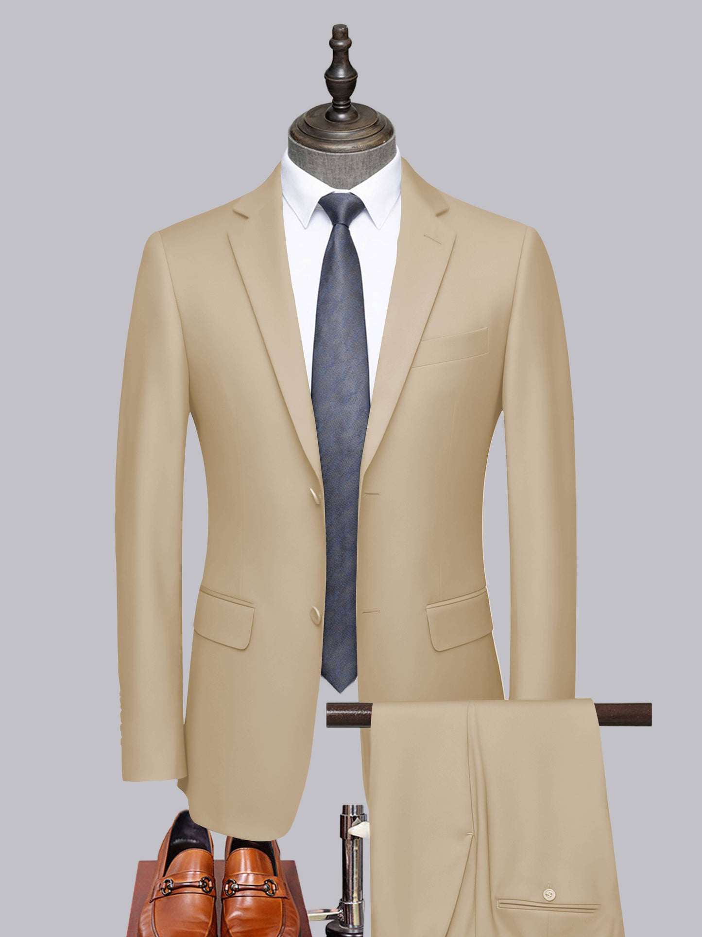 Sleek 2 Pieces Men's Formal Suit Tailored Fit Two Button Cut