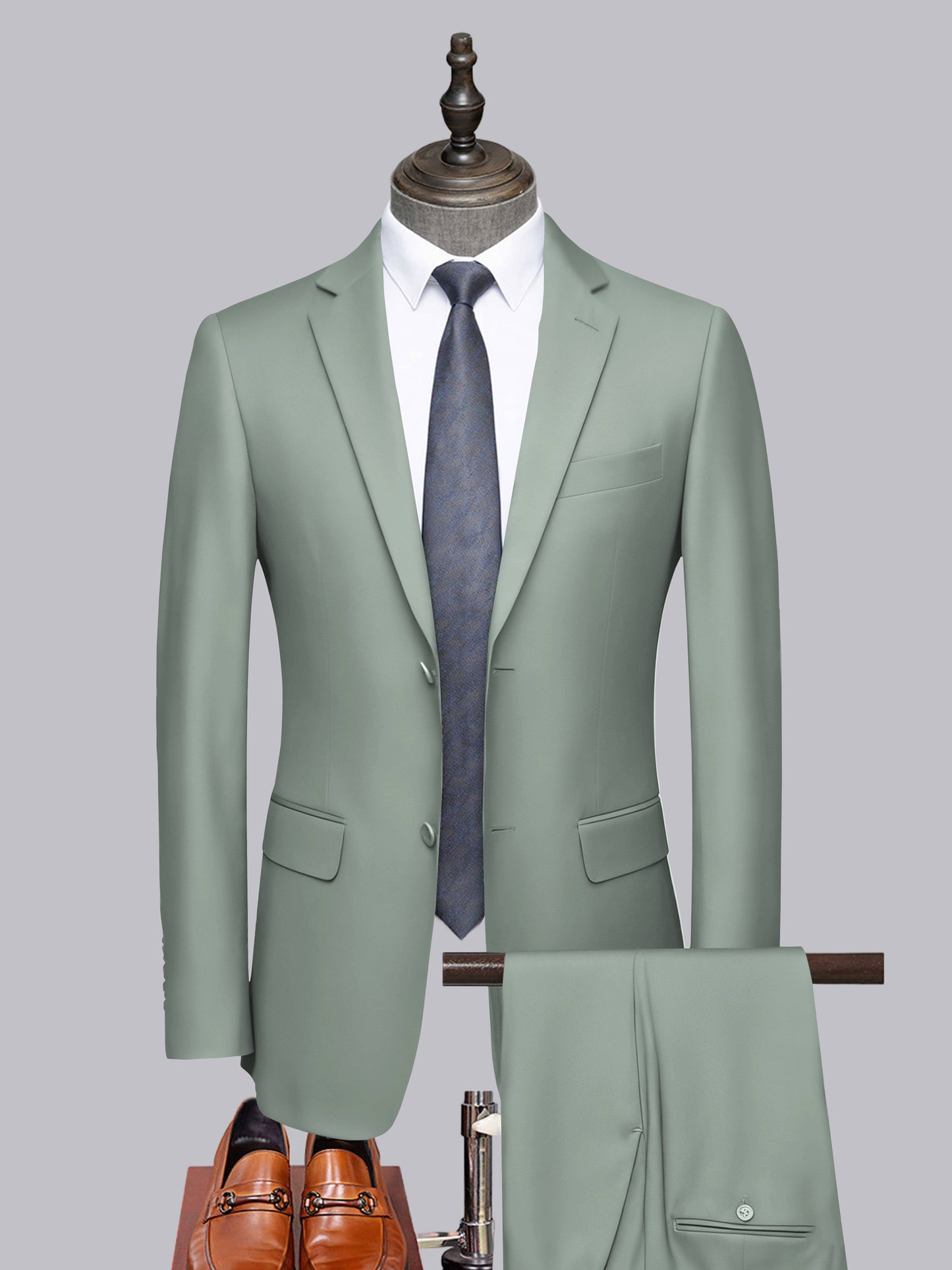 Sleek 2 Pieces Men's Formal Suit Tailored Fit Two Button Cut