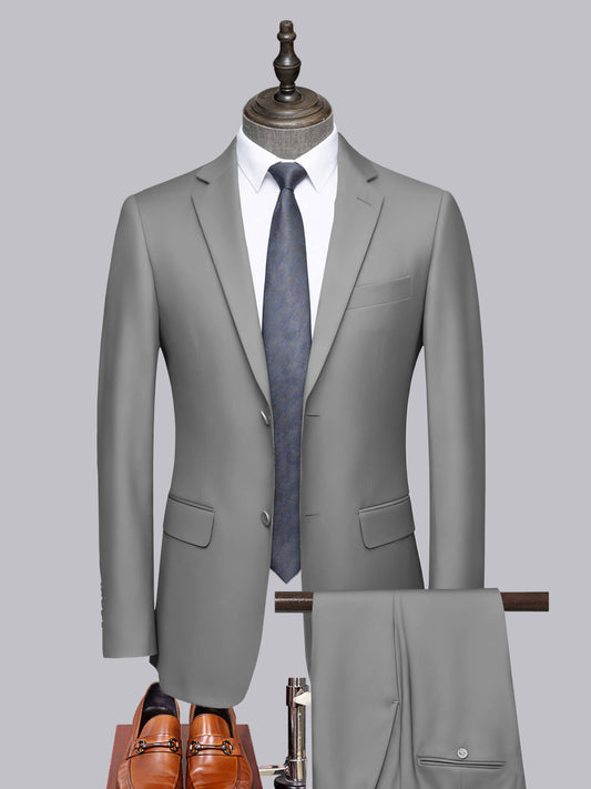 Sleek 2 Pieces Men's Formal Suit Tailored Fit Two Button Cut