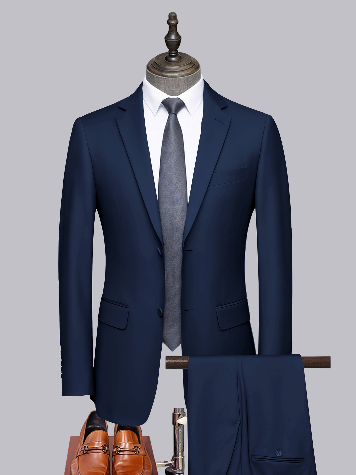 Sleek 2 Pieces Men's Formal Suit Tailored Fit Two Button Cut