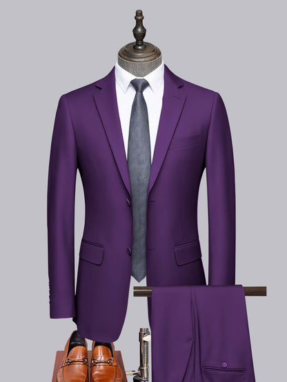 Sleek 2 Pieces Men's Formal Suit Tailored Fit Two Button Cut