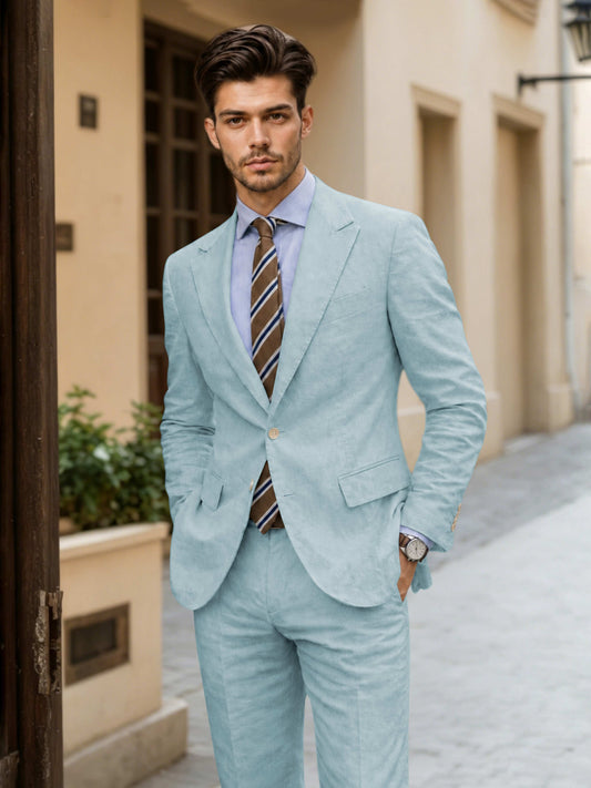Tailored Notch Lapel Men's 2 Pieces Linen Summer Suits For Party Look