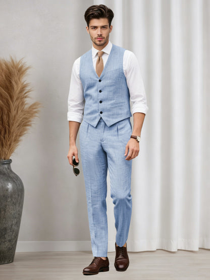 Versatile Men's Casual Vest and Pants Set 2 PC Summer Suit For Wedding & Business