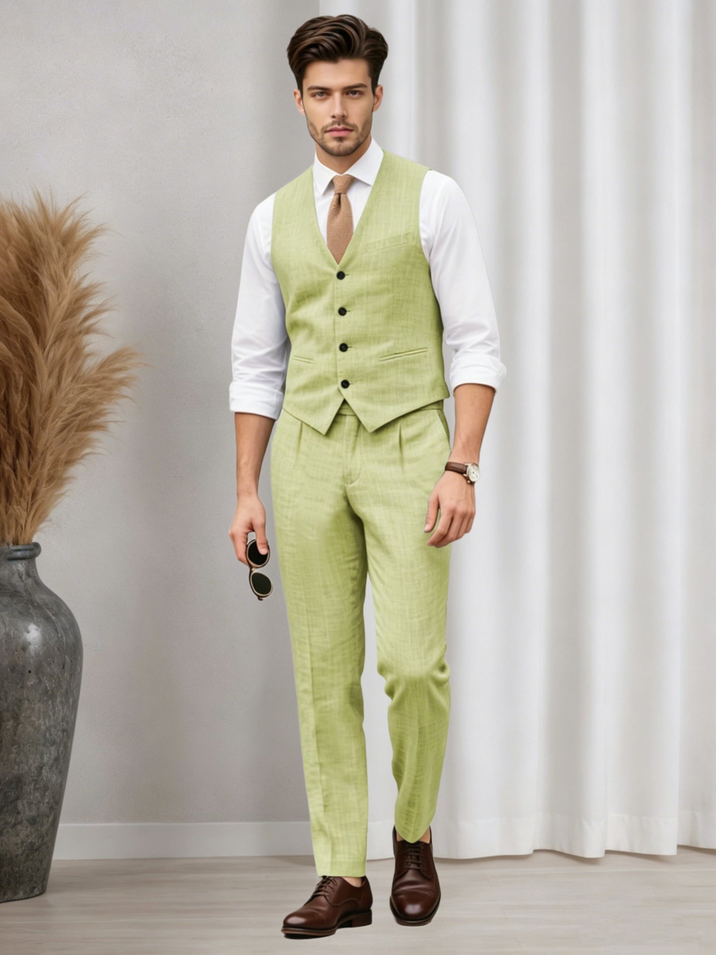 Versatile Men's Casual Vest and Pants Set 2 PC Summer Suit For Wedding & Business